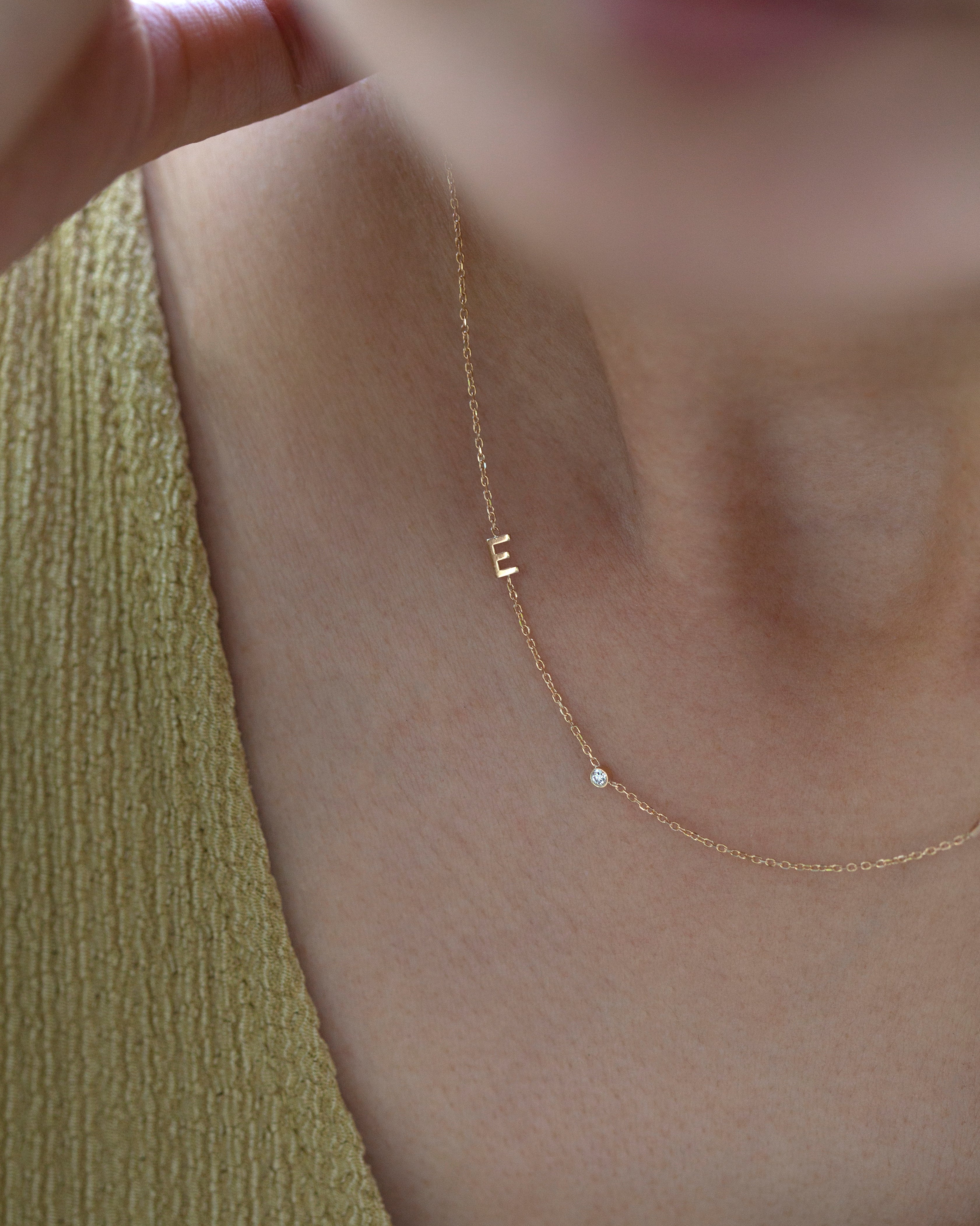 18ct 3/4 Inch Diamond Initial Necklace | Sayitwithdiamonds